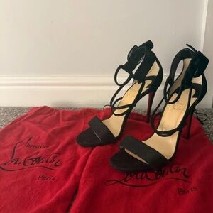 Christian Louboutin Black Lace-Up Heels